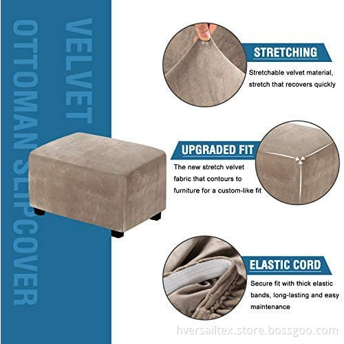 Rectangular Ottoman Cover Velvet Plush 1 Piece